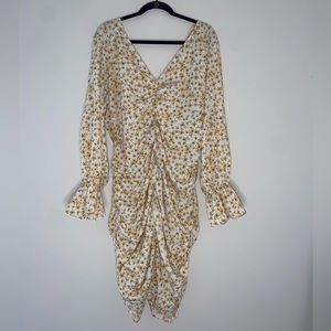 YOINS Plus Long Sleeve floral Midi Dress